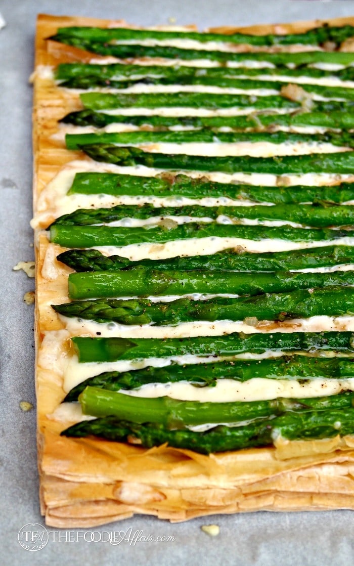 Asparagus Fontina Tart on puff pastry