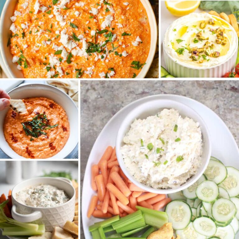 Collage of cold dip recipes.
