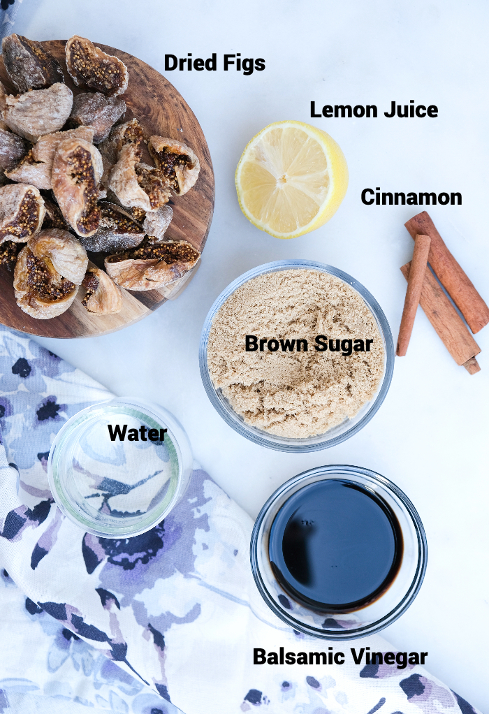 Ingredients to make fig chutney.