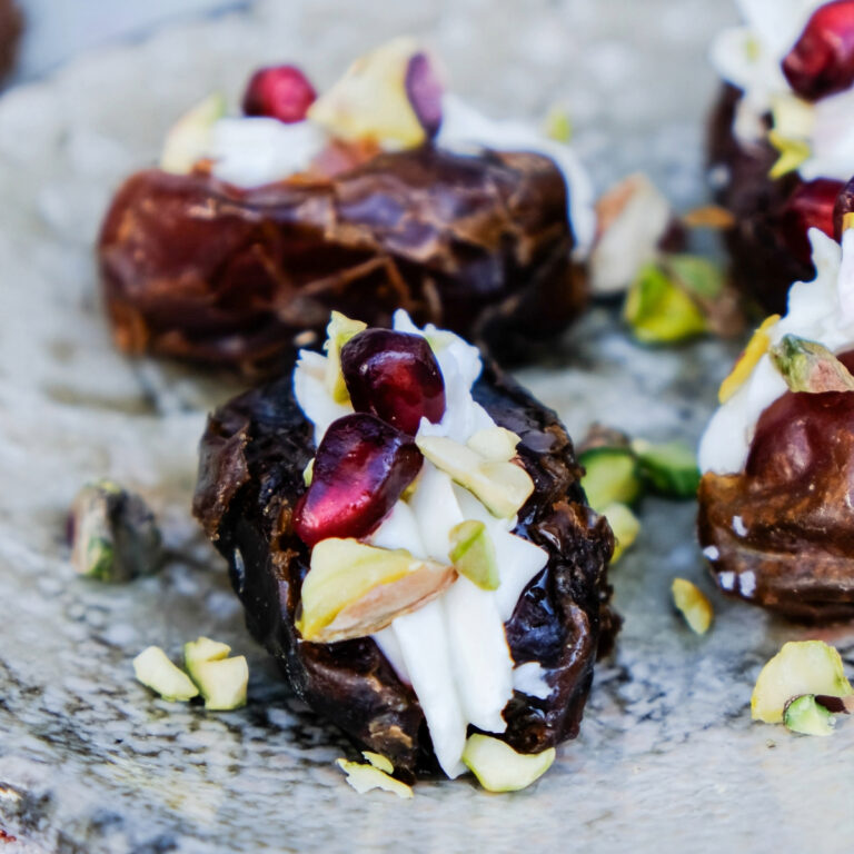 Goat Cheese Stuffed Dates with Pistachios