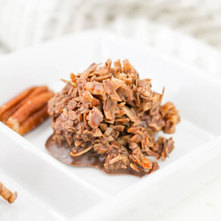 Keto coconut cluster on a plate.