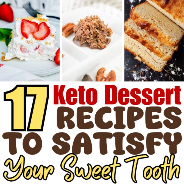 Collage with writing of keto dessert recipes.