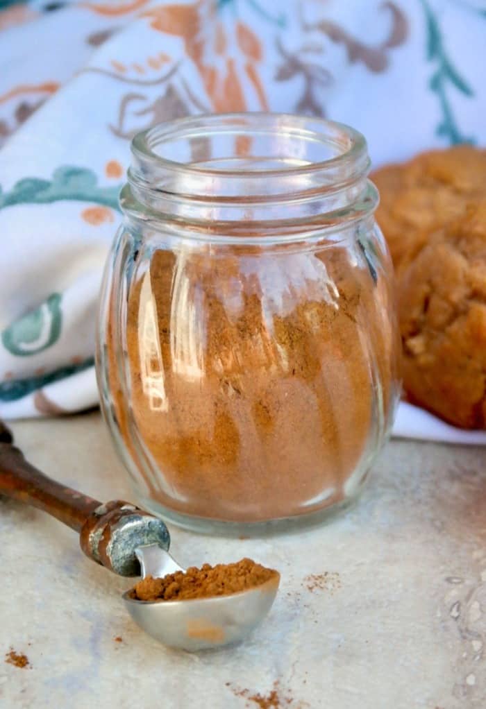 Pumpkin pie spice mix in a glass gar