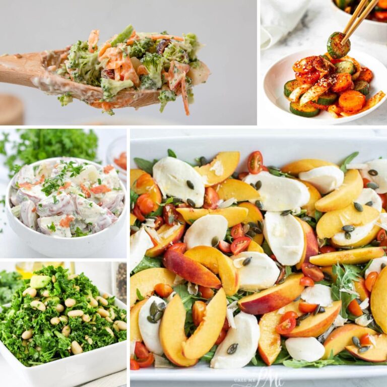 Collage image of salad recipes.
