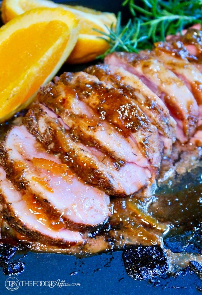 Baked pork tenderloin with orange marmalade glaze