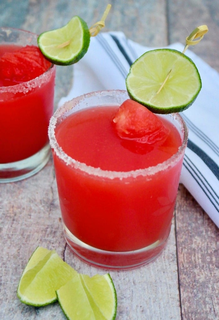 Cocktail watermelon rita in clear glasses