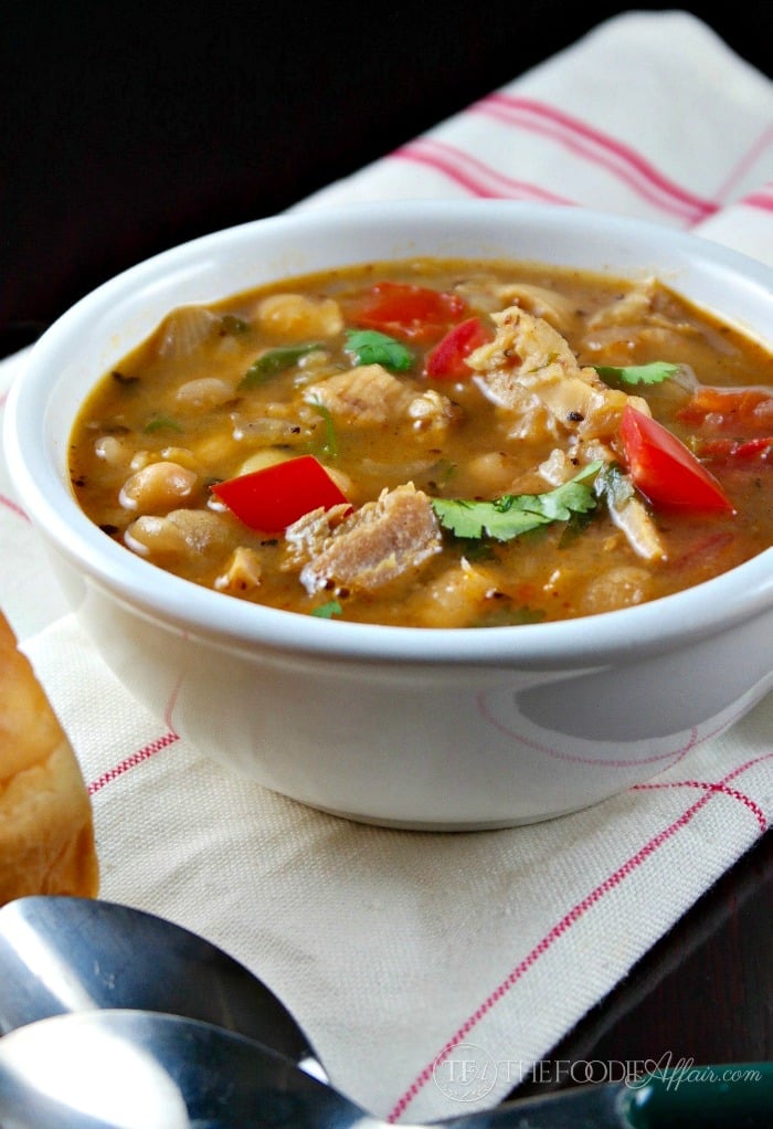 This crowd pleasing White Bean Chili with leftover Turkey is low fat, filling and packed with flavor! The Foodie Affair