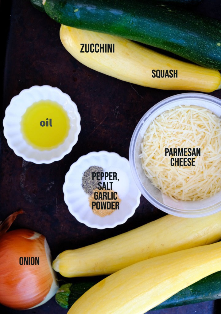 Ingredients for roasted zucchini.
