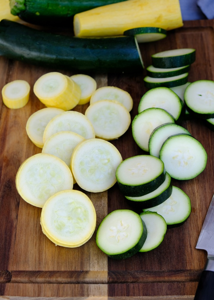 Sliced zucchini and squash.