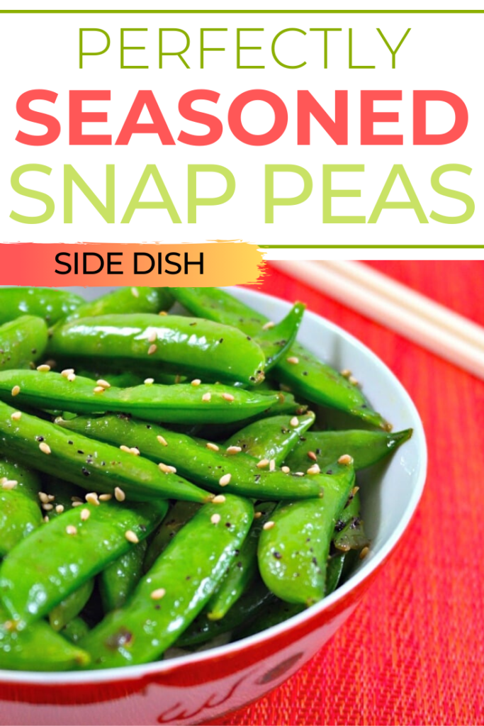 This stir-fry snap pea recipe only takes 5 minutes to cook a bright green, tender Perfectly seasoned snap peas! Simple and delicious additIon to any meal. #healthy #peas #sidedish